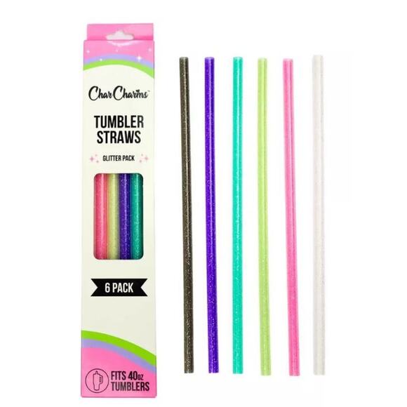 NEW CharCharms 40 oz. Colorful Tumbler Straws & Rainbow Charm Accessory Bundle - Picture 2 of 8